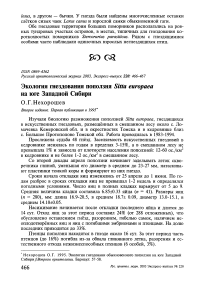 Экология гнездования поползня Sitta europaea на юге Западной Сибири