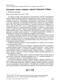 Зимующие птицы северных городов Западной Сибири