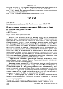 О гнездовании кудрявого пеликана Pelecanus crispus на северо-западном Каспии