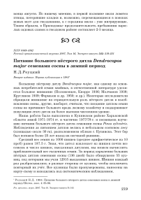 Питание большого пёстрого дятла Dendrocopos major семенами сосны в зимний период