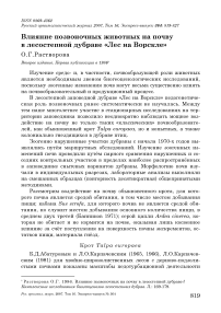 Влияние позвоночных животных на почву в лесостепной дубраве «Лес на Ворскле»