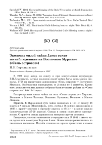 Экология сизой чайки Larus canus по наблюдениям на Восточном Мурмане («Семь островов»)