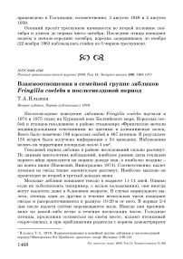 Взаимоотношения в семейной группе зябликов Fringilla coelebs в послегнездовой период