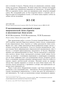 О насиживании сдвоенной кладки широконоской Anas clypeata и шилохвостью Anas acuta