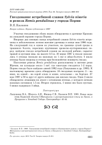 Гнездование ястребиной славки Sylvia nisoria и ремеза Remiz pendulinus у города Перми