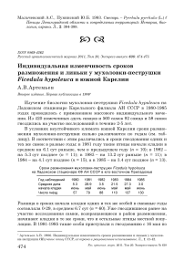 Индивидуальная изменчивость сроков размножения и линьки у мухоловки-пеструшки Ficedula hypoleuca в Южной Карелии