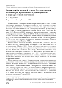 Возрастной и половой состав больших синиц Parus major, проходящих Куршскую косу в период осенней миграции