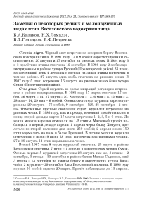 Заметки о некоторых редких и малоизученных видах птиц Веселовского водохранилища