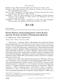 Итоги пятого международного учёта белых аистов Ciconia ciconia в Псковской области