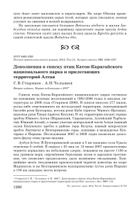 Дополнения к списку птиц Катон-Карагайского национального парка и прилегающих территорий Алтая