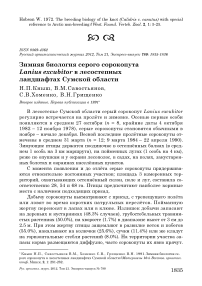 Зимняя биология серого сорокопута Lanius excubitor в лесостепных ландшафтах Сумской области