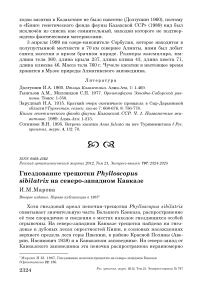 Гнездование трещотки Phylloscopus sibilatrix на Северо-Западном Кавказе