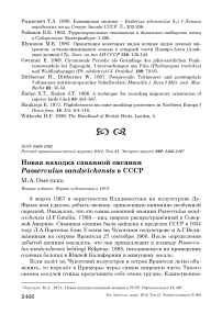 Новая находка саванной овсянки Passerculus sandwichensis в СССР