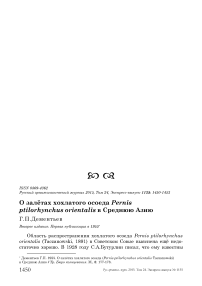 О залётах хохлатого осоеда Pernis ptilorhynchus orientalis в Среднюю Азию