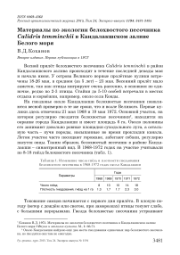 Материалы по экологии белохвостого песочника Calidris temminckii в Кандалакшском заливе Белого моря