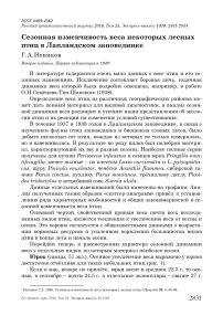 Сезонная изменчивость веса некоторых лесных птиц в Лапландском заповеднике