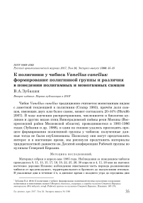 К полигинии у чибиса Vanellus vanellus: формирование полигинной группы и различия в поведении полигамных и моногамных самцов