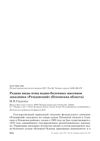 Редкие виды птиц водно-болотных массивов заказника «Ремдовский» (Псковская область)