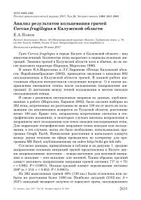 Анализ результатов кольцевания грачей Corvus frugilegus в Калужской области