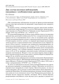 Два случая полевых наблюдений, связанных с особенностями зрения птиц