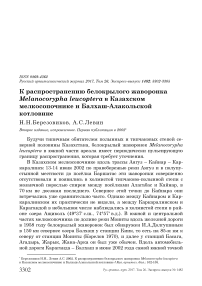 К распространению белокрылого жаворонка Melanocorypha leucoptera в Казахском мелкосопочнике и Балхаш-Алакольской котловине