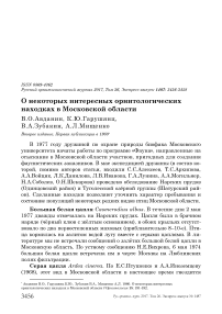 О некоторых интересных орнитологических находках в Московской области