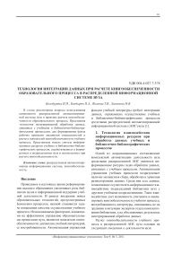 Технология интеграции данных при расчете книгообеспеченности образовательного процесса в распределенной информационной системе вуза