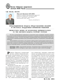 Продукционная модель представления знаний в системах поддержки принятия решения