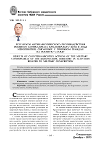 Результаты антинаркотического противодействия Военного комиссариата Красноярского края в ходе мероприятий, связанных с призывом граждан на военную службу