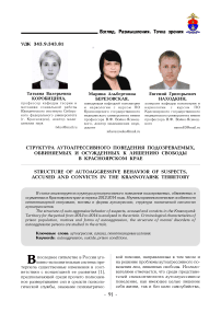 Структура аутоагрессивного поведения подозреваемых, обвиняемых и осужденных к лишению свободы в Красноярском крае