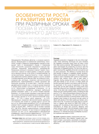 Особенности роста и развития моркови при различных сроках посева в условиях равнинного Дагестана