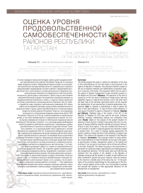 Оценка уровня продовольственной самообеспеченности районов Республики Татарстан