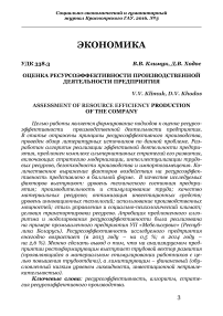 Оценка ресурсоэффективности производственной деятельности предприятия