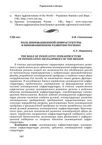 Роль инновационной инфрастуктуры в инновационном развитии региона