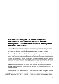 Теоретические и методические основы определения эффективности функционирования учебных научно-инновационных комплексов как элементов инновационной инфраструктуры региона