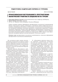 Профессиональная востребованность пространственно-экологической грамотности специалистов по туризму