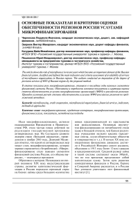 Основные показатели и критерии оценки обеспеченности регионов России услугами микрофинансирования