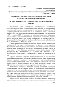 Изменение уровня грунтовых вод вследствие аграрного природопользования