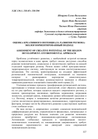 Оценка креативного потенциала развития региона: экологоориентированный подход