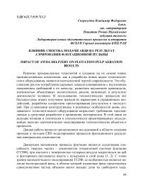 Влияние способа подачи АВДВ на результат аэрирования флотационной пульпы