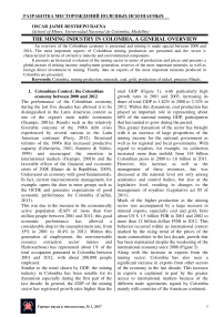 The mining industry in Colombia. A general overview