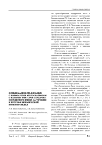 Осведомленность больных с коронарным атеросклерозом о влиянии факторов сердечно-сосудистого риска на течение и прогноз ишемической болезни сердца