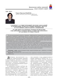 К вопросу о существующей системе наказании за появление граждан в общественных местах в состоянии алкогольного опьянения