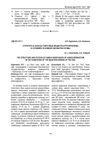 Структура и запасы гумусовых веществ агрочернозема в условиях основной обработки почвы