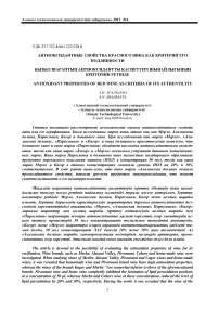 Антиоксидантные свойства красного вина как критерий его подлинности