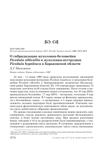 О гибридизации мухоловки-белошейки Ficedula albicollis и мухоловки-пеструшки Ficedula hypoleuca в Харьковской области