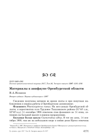 Материалы к авифауне Оренбургской области