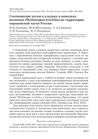 Соотношение полов в кладках и выводках веснички Phylloscopus trochilus на территории европейской части России