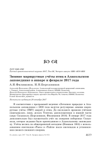 Зимние маршрутные учёты птиц в Алакольском заповеднике в январе и феврале 2017 года