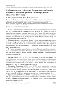 Наблюдения за гнёздами белого аиста Ciconia ciconia в Лужском районе Ленинградской области в 2017 году